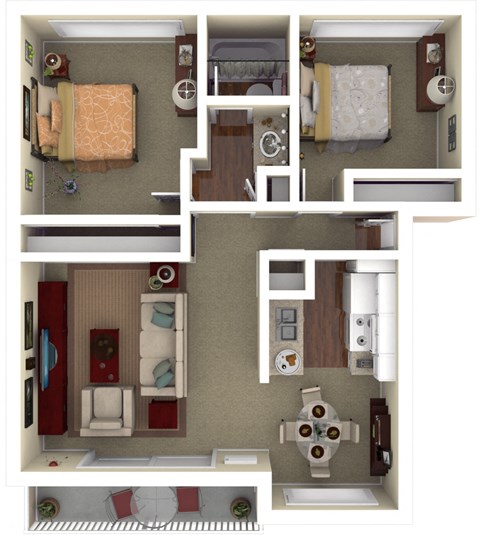 Floor plan for 2 beds, 1 bath, 825 sqft